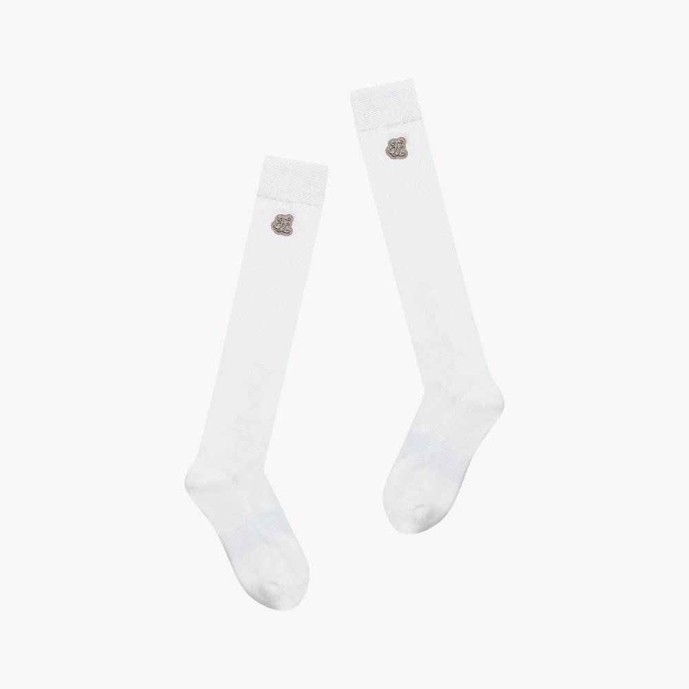 WHITE FL WAPPEN KNEE SOCKS(BEIGE)