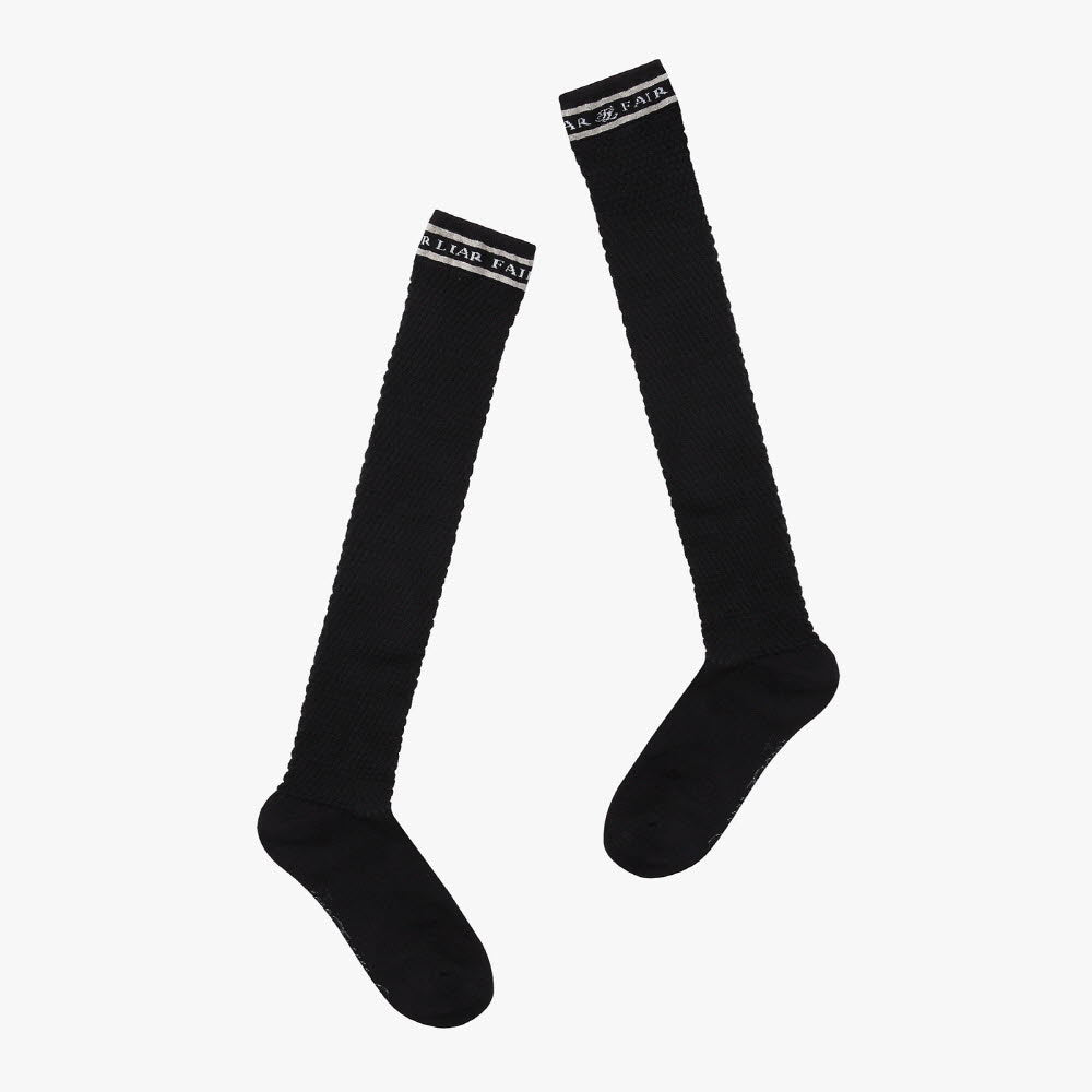 WAFFLE KNEE SOCKS(BLACK)