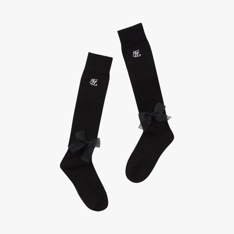 ORGANZA RIBBON KNEE SOCKS(BLACK)