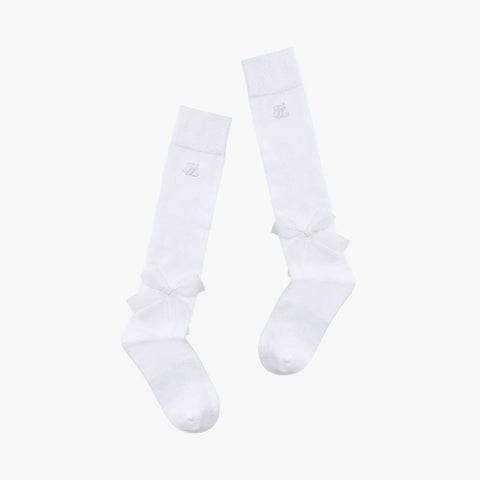 ORGANZA RIBBON KNEE SOCKS(WHITE)