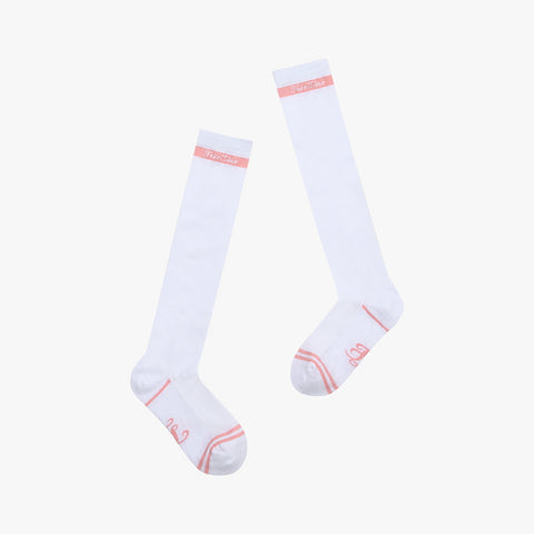 LOGO STRIPE AQUA KNEE SOCKS(PINK CHORAL)