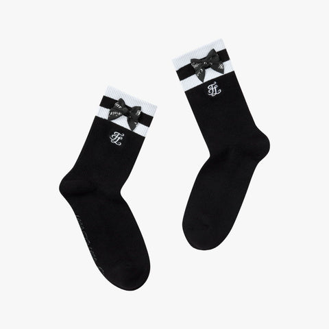 BOTTON RIBBON ANKLE SOCKS(BLACK)