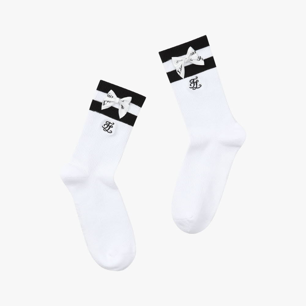 BOTTON RIBBON ANKLE SOCKS(WHITE)