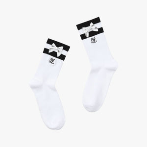 BOTTON RIBBON ANKLE SOCKS(WHITE)