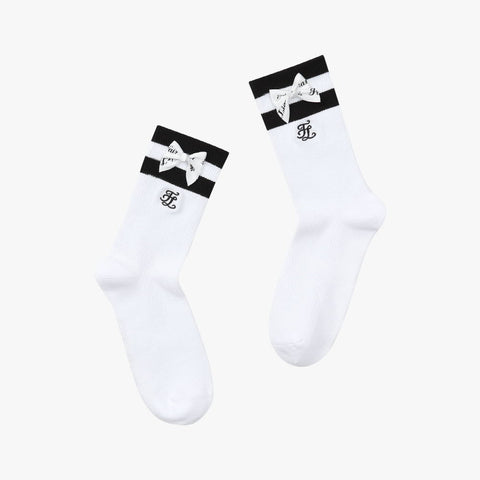 BOTTON RIBBON ANKLE SOCKS(WHITE)