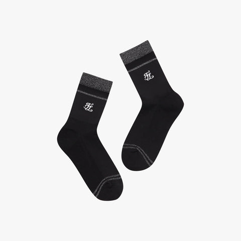 AQUA STRIPE ANKLE SOCKS(BLACK)