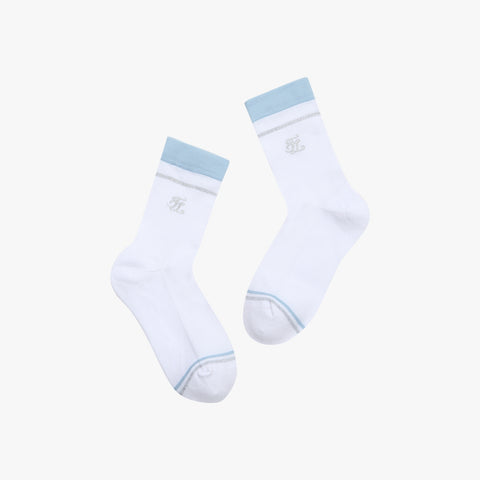 AQUA STRIPE ANKLE SOCKS(WHITE)