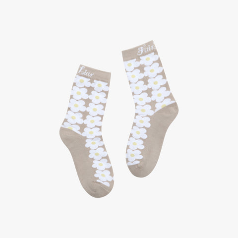 FLOWER ANKLE SOCKS(BEIGE)