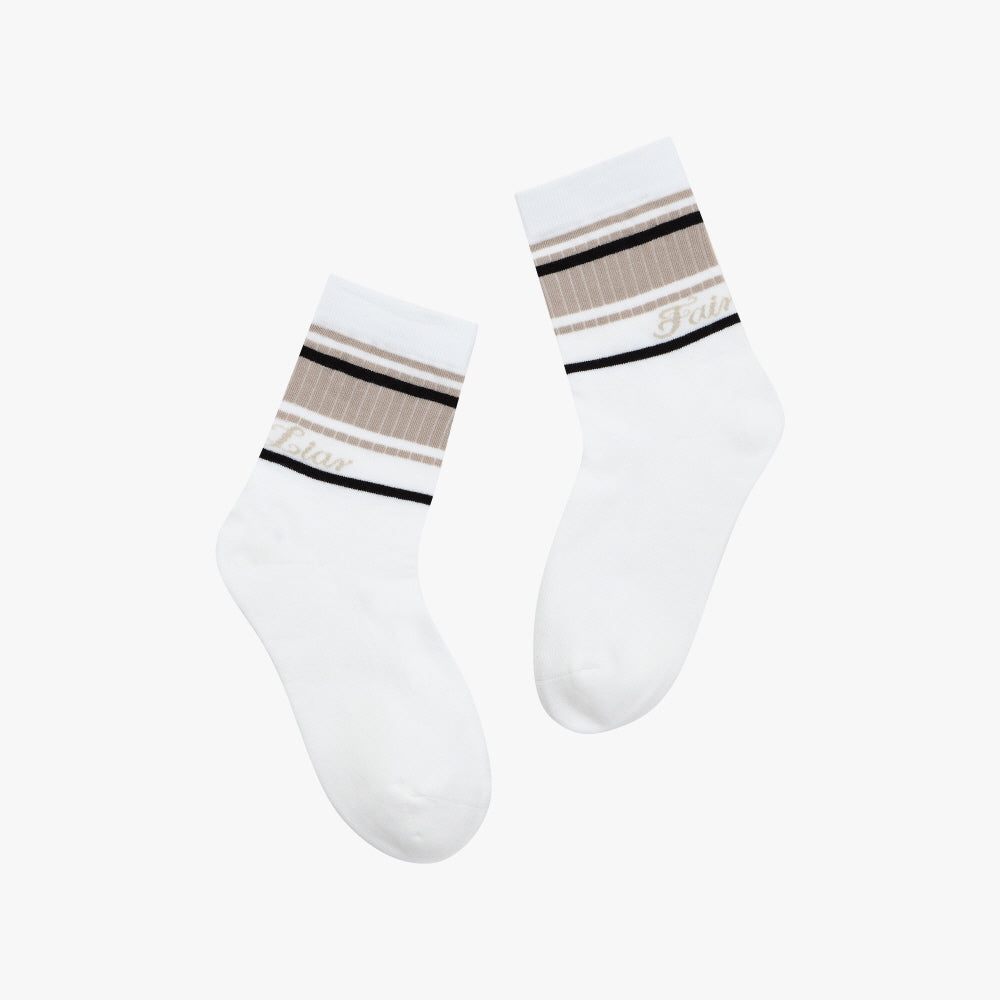 STRIPE POINT ANKLE SOCKS(BEIGE)