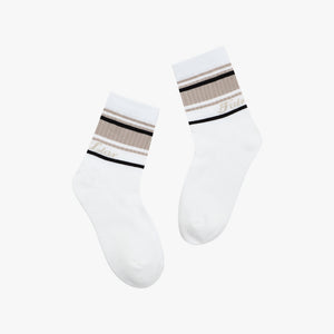 STRIPE POINT ANKLE SOCKS(BEIGE)