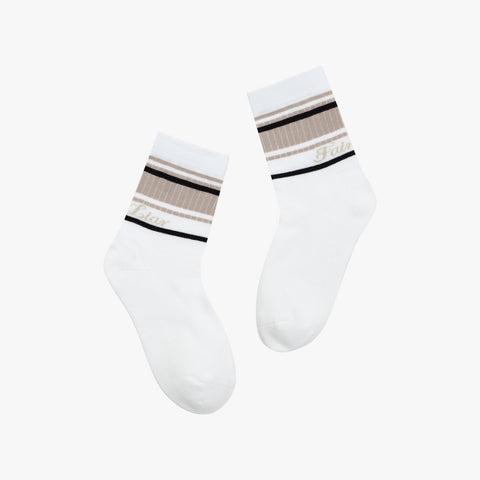 STRIPE POINT ANKLE SOCKS(BEIGE)