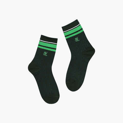CABLE COLORED ANKLE SOCKS(GREEN)