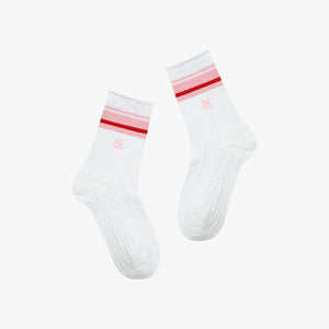 CABLE COLORED ANKLE SOCKS(WHITE)