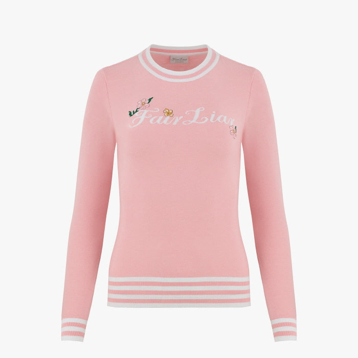 FLORAL LOGO ROUND KNIT(PINK CHORAL)