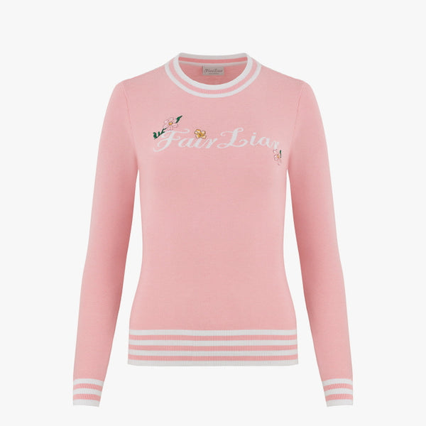 FLORAL LOGO ROUND KNIT(PINK CHORAL)
