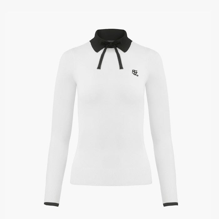 RIBBON POINT COLLAR KNIT(WHITE)