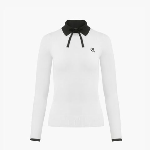 RIBBON POINT COLLAR KNIT(WHITE)