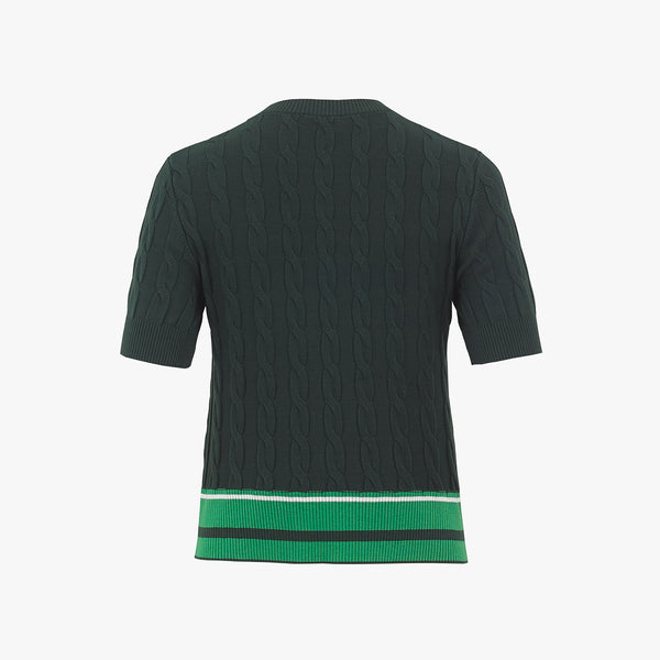 CABLE CROP KNIT(GREEN)