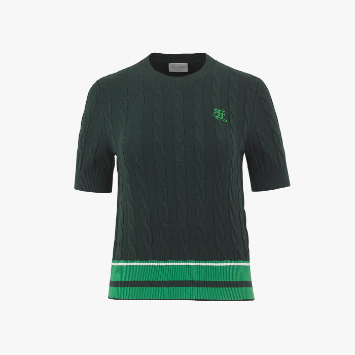 CABLE CROP KNIT(GREEN)