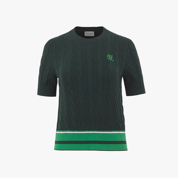 CABLE CROP KNIT(GREEN)