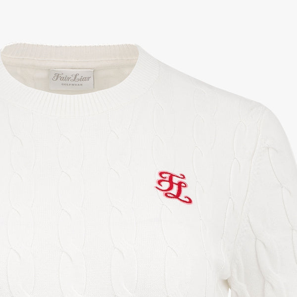 CABLE CROP KNIT(WHITE)