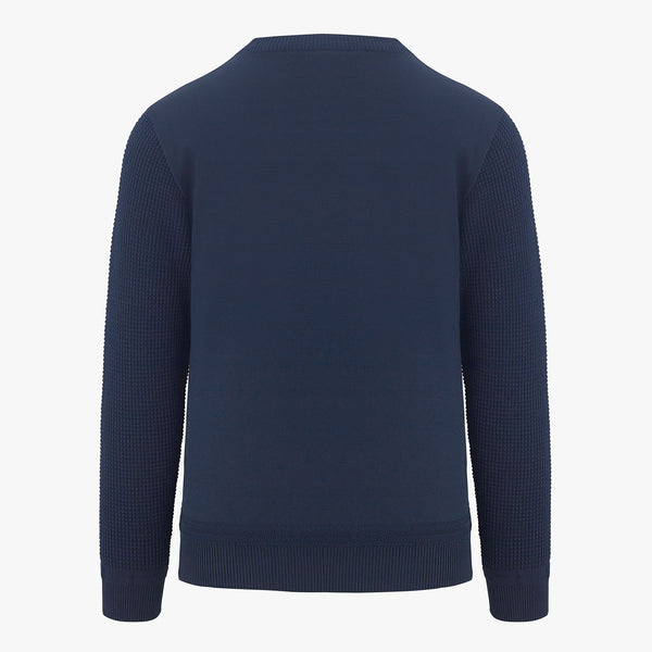 MEN'S ROUND NECK RIBBED KNIT(NAVY)