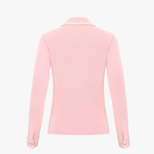 WAVE LONG SLEEVE T-SHIRT(PINK CHORAL)