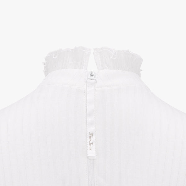 FRILL COLLAR T-SHIRT(WHITE)