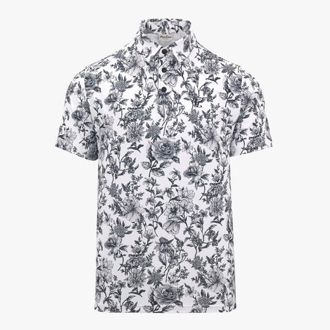 MEN'S FLOWER HALF SLEEVE T-SHIRT(WHITE)