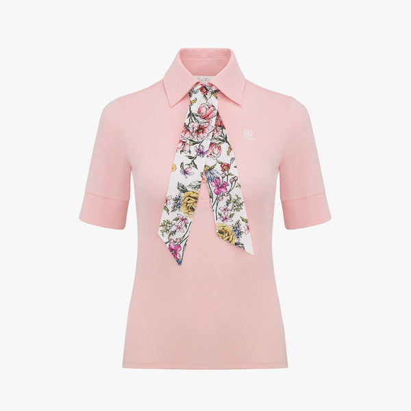 FLORAL SCARF SET T-SHIRT(PINK CHORAL)