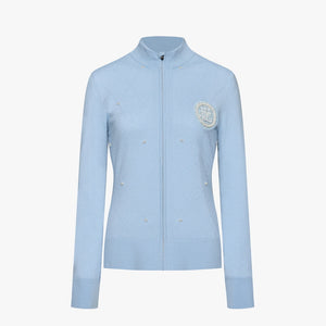 WINDPROOF DIAMOND PATTERN CARDIGAN(CERAMICS BLUE)