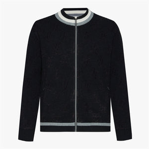 MEN'S WINDPROOF JAQUARD CARDIGAN(BLACK)