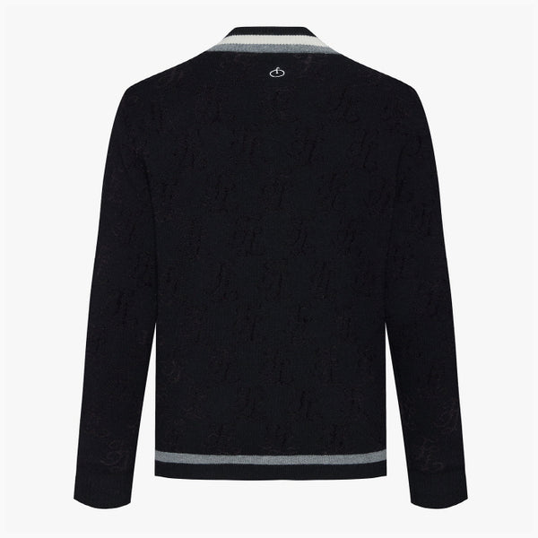 MEN'S WINDPROOF JAQUARD CARDIGAN(BLACK)