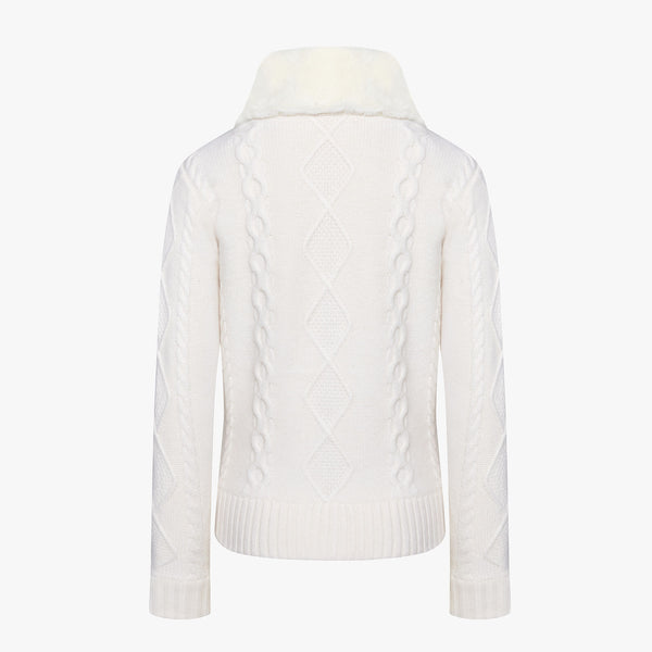 WINDPROOF WOOL CABLE CARDIGAN(WHITE)