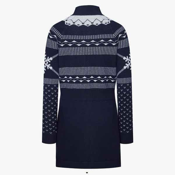 WINDPROOF SNOWFLAKE KNIT DRESS(NAVY)