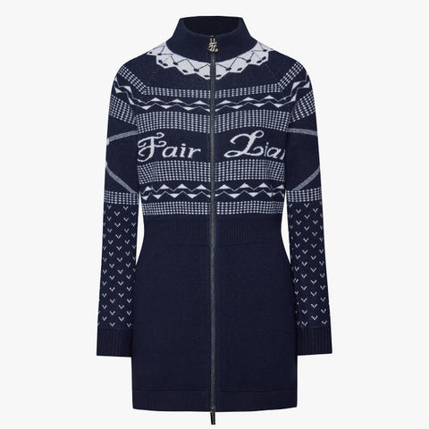 WINDPROOF SNOWFLAKE KNIT DRESS(NAVY)