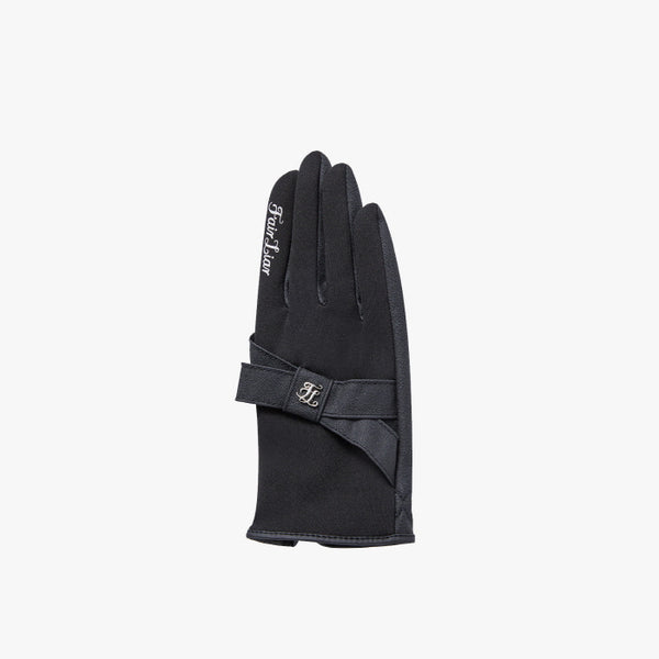 FLEECE RIBBON GLOVES(BLACK)