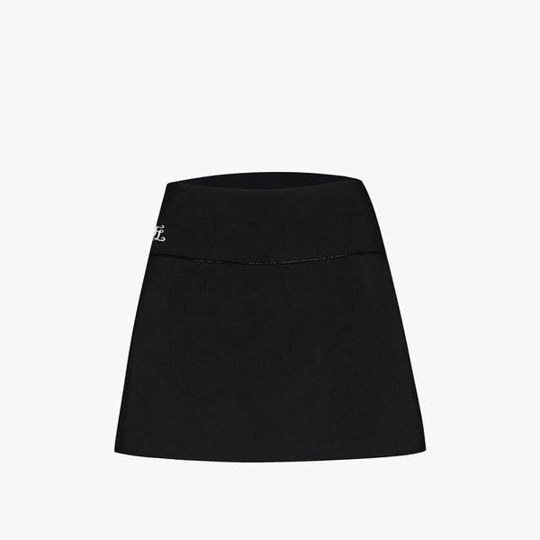 REVERSE TWEED LAYERED SKIRT(BLACK)