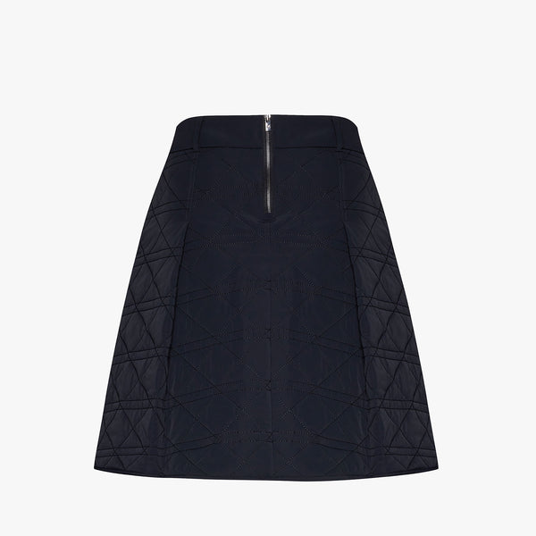 QUILTED PUFF FLARE SKIRT(BLACK)