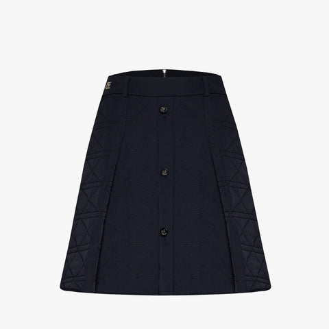 QUILTED PUFF FLARE SKIRT(BLACK)