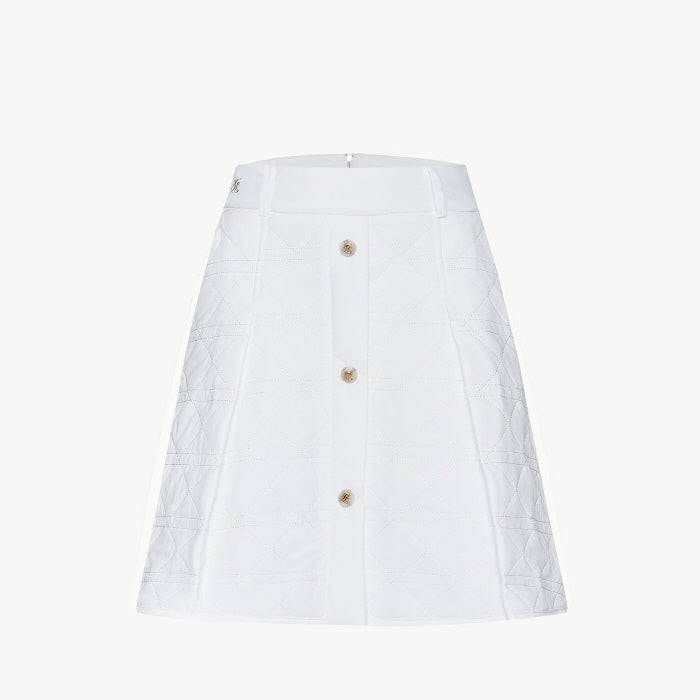 QUILTED PUFF FLARE SKIRT(WHITE)