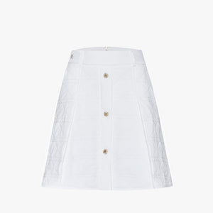 QUILTED PUFF FLARE SKIRT(WHITE)