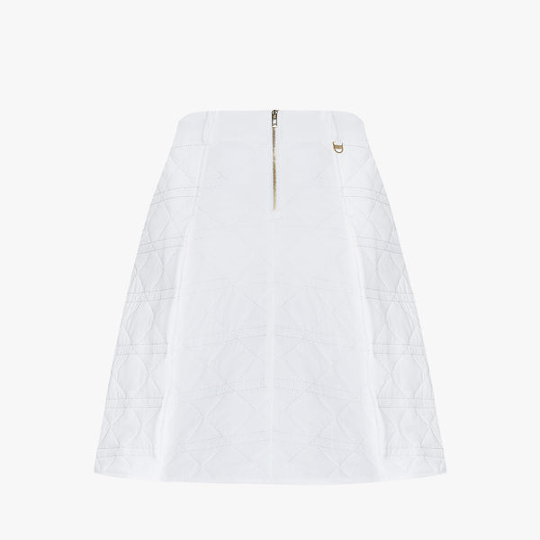 QUILTED PUFF FLARE SKIRT(WHITE)