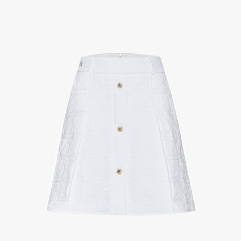 QUILTED PUFF FLARE SKIRT(WHITE)