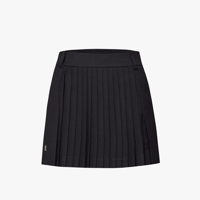 WOOL-LIKE FLARE PLEATS SKIRT(BLACK)