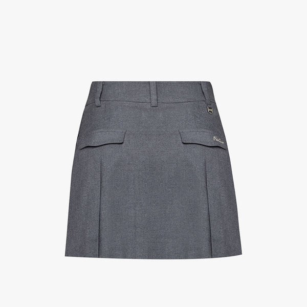 WOOL-LIKE FLARE PLEATS SKIRT(GRAY)