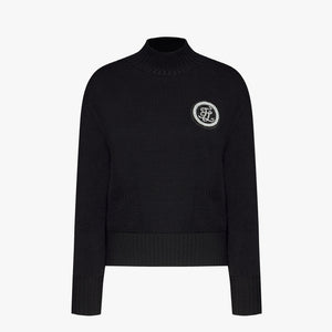 WINDPROOF TURTLENECK CROP KNIT(BLACK)