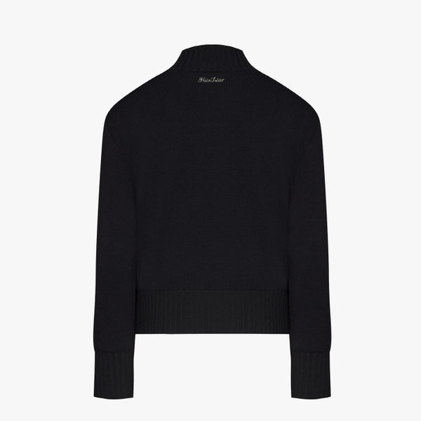 WINDPROOF TURTLENECK CROP KNIT(BLACK)