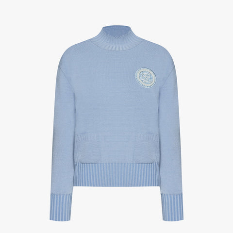 WINDPROOF TURTLENECK CROP KNIT(CERAMICS BLUE)