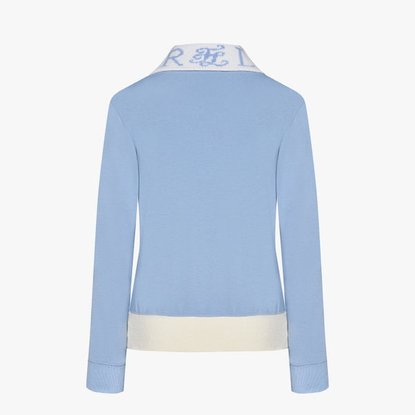 ZIP-UP COLLAR T-SHIRT(CERAMICS BLUE)